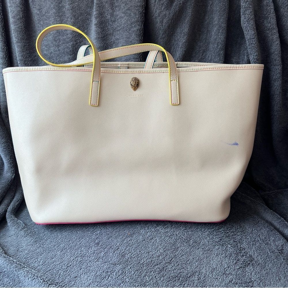 Kurt Geiger Cream Tote with Rainbow Trim